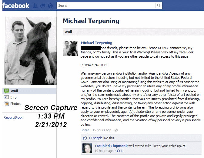 Mike Terpening warns this website